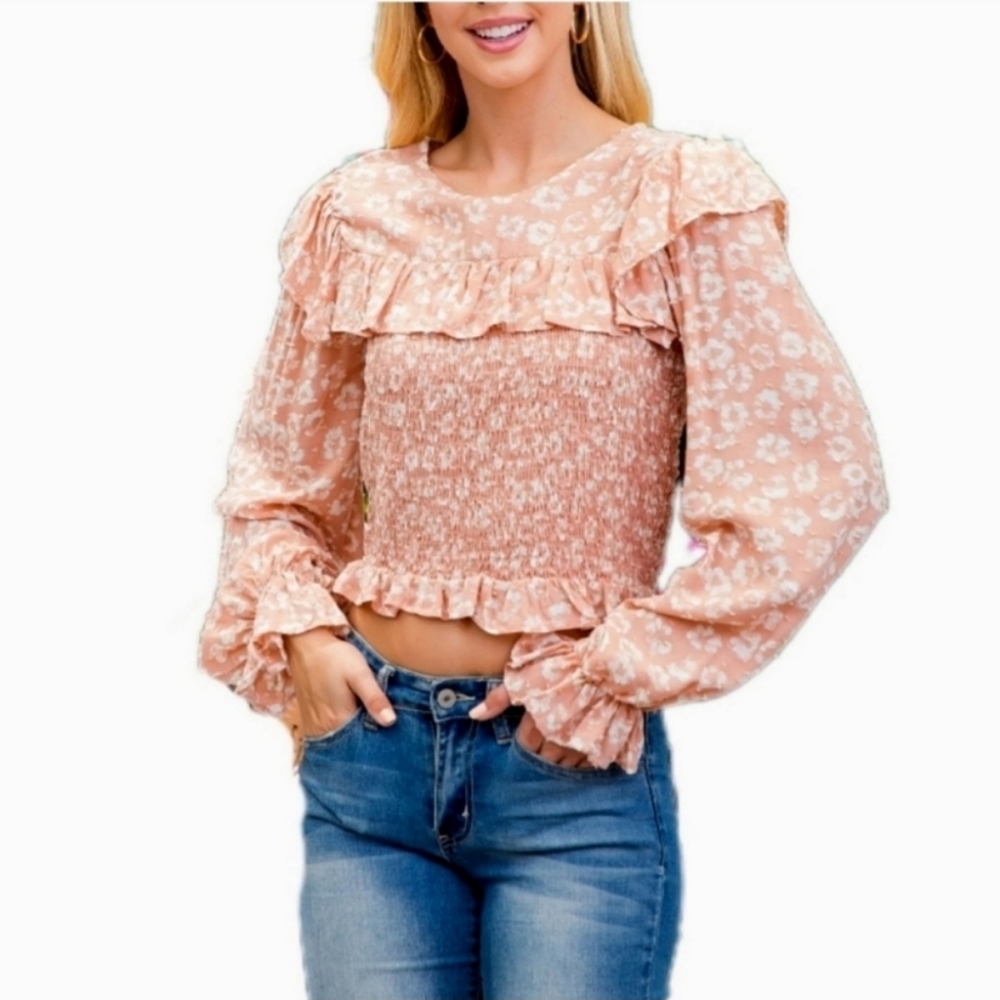 Long Sleeve Chic Crop Top Womens Large